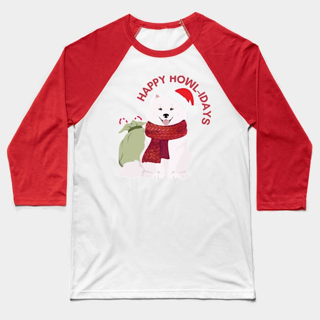 Happy Howl-idays Baseball T-Shirt by Silver Lining Gift Co.